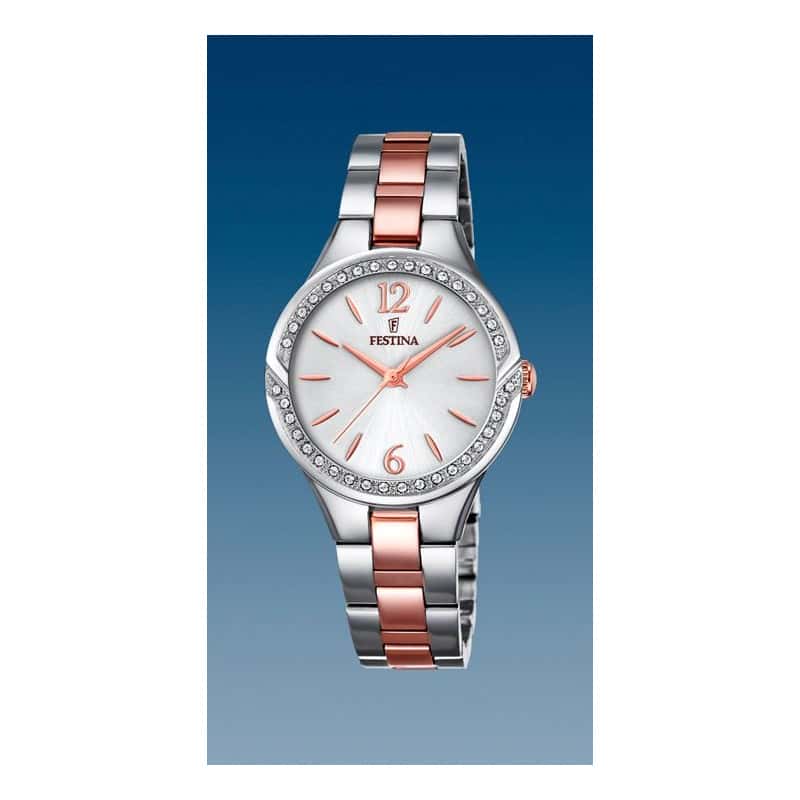 Reloj Festina mujer acero bicolor bisel con circonitas