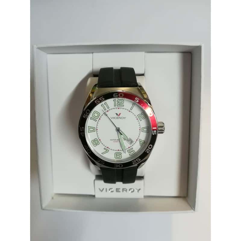 Reloj Viceroy Hombre caja de acero y pulsera de caucho, 100 m.