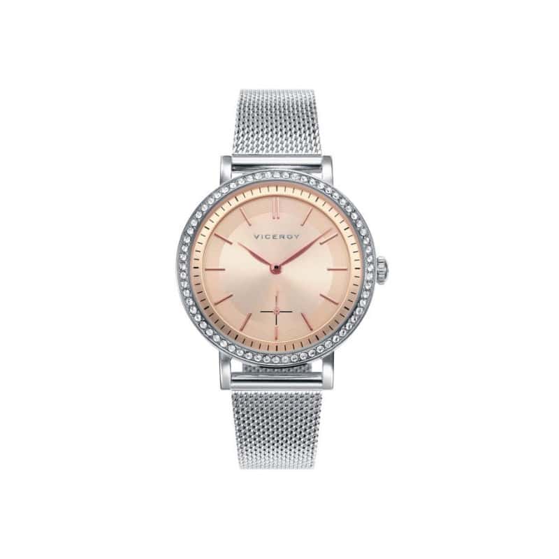 Reloj Viceroy Mujer, caja y pulsera de acero, 50 m. bisel con circonitas
