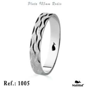 Alianza  plata de ley rodiada. 4mm. REF. 1005