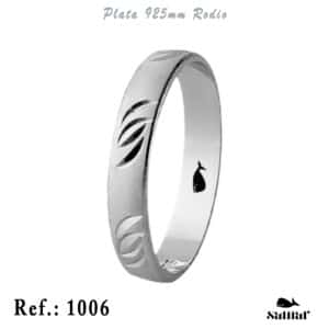 Alianza plata de ley rodiada. 4mm. REF. 1006