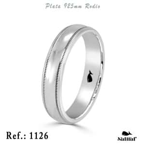 Alianza  plata de ley rodiada. 5mm. REF. AP1126