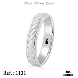 Alianza  plata de ley rodiada. 5mm. Ref.1131