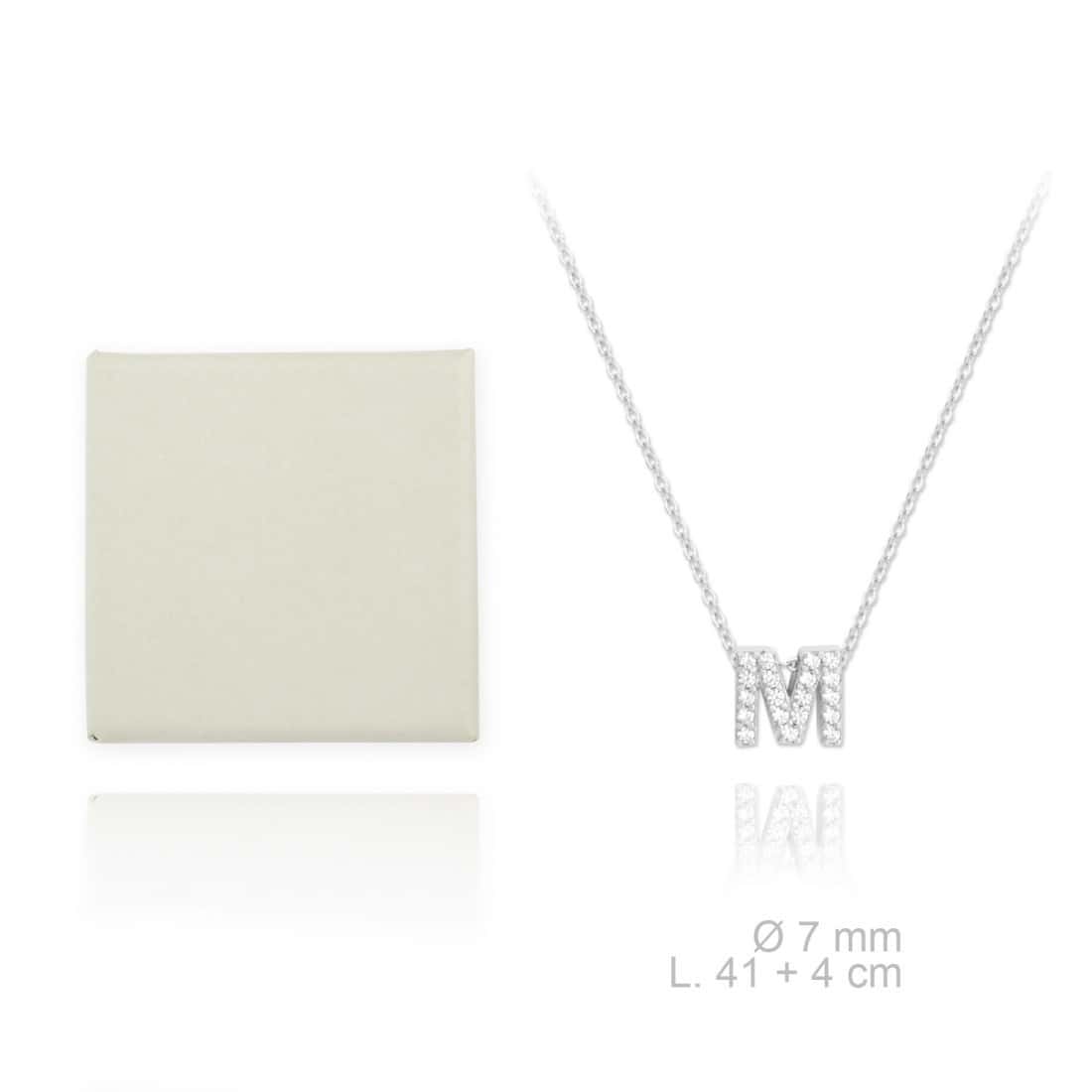 Gargantilla plata de ley letra con circonitas Ref.000030847