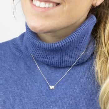 Gargantilla plata de ley letra con circonitas Ref.000030847