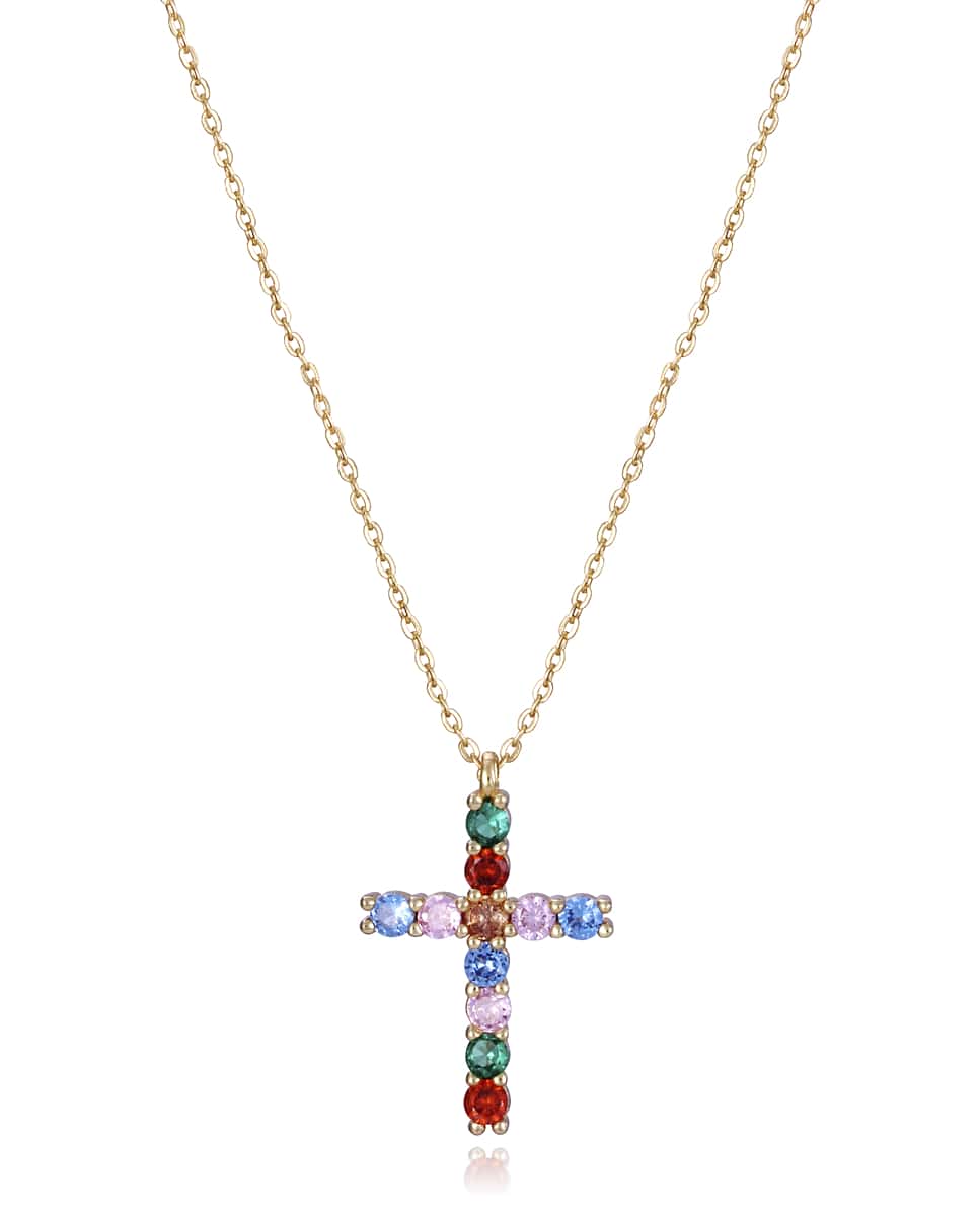 COLGANTE VICEROY PLATA CHAPADO ORO CON CRUZ DE COLORES REF. 13189C100-39