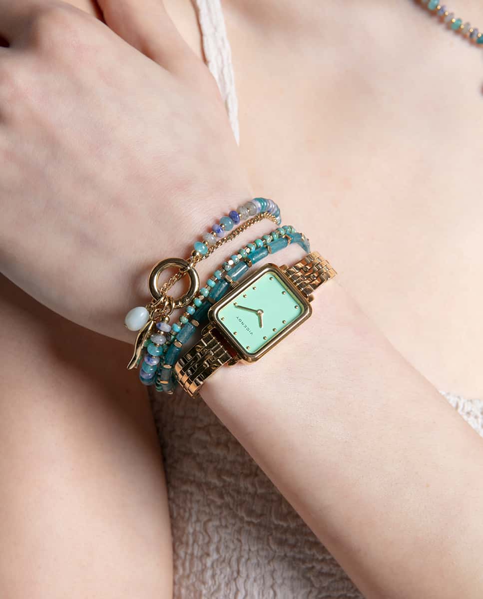 Pulsera Viceroy Fashion Acero Baño Oro y Piedras Verdes 14174P01016 - Imagen 2