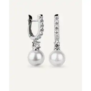 Pendientes BRILLIANT CUT en plata de ley con circonitas Excellence star cut y perla de concha