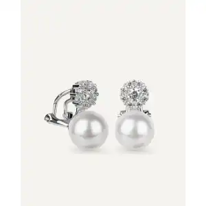 Pendientes BRILLIANT CUT en plata de ley con circonitas Excellence star cut y perla de concha