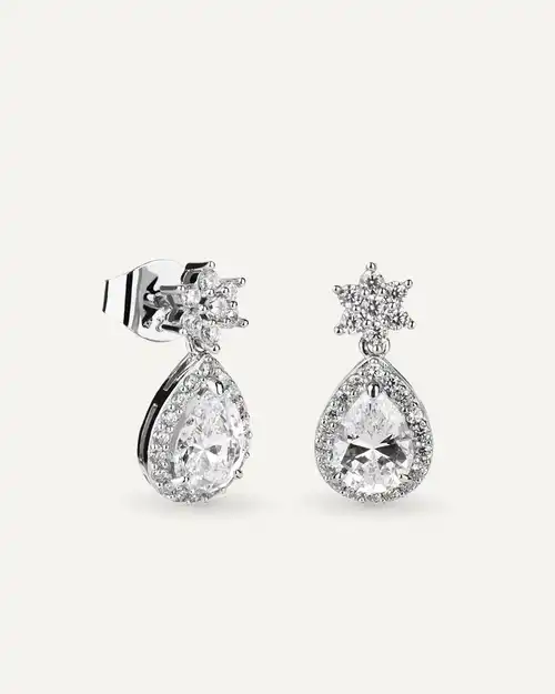 Pendientes BRILLIANT CUT en plata de ley y circonitas Excellence star cut con forma de perilla