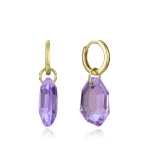 Pendientes Viceroy de plata de primera ley con baño de oro y aro con colgante de cristal morado REF. 13229E100-57