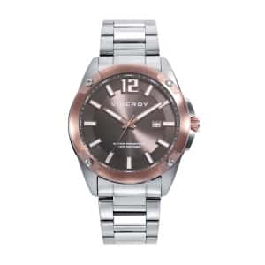 Pack reloj con pulsera caja bicolor acero e Ip rosa 10 atm y brazalete de acero con movimiento cuarzo