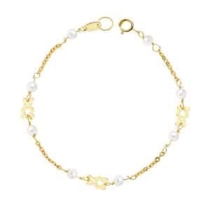 18K PULSERA ORO AMARILLO PERLAS Y OSO S. 16.5 CM