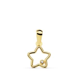 18K COLGANTE ORO AMARILLO ESTRELLA CIRCONITA 9X9 MM
