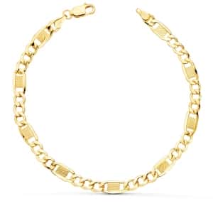 18K PULSERA ORO AMARILLO HUECA ESLABONES 3x1 LARGO 19CM ANCHO 5MM
