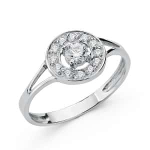18K SORTIJA ORO BLANCO MOTIVO REDONDO CON CIRCONITAS. ANCHO: 8,5 MM