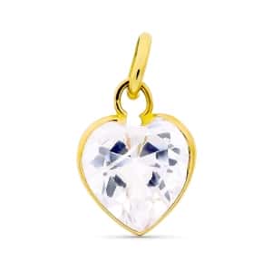 18K COLGANTE ORO AMARILLO CORAZON CIRCONITA 9X10 MM