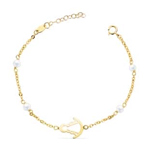 18K PULSERA ORO AMARILLO SILUETA VIRGEN ROCIO 14x11 MM CON PERLAS. LARGO: 15 3 CM