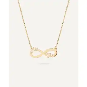 Collar infinito personalizado con 2 nombres en plata de ley - Baño en oro amarillo