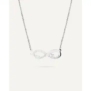 Collar infinito personalizado con 3 nombres en plata de ley