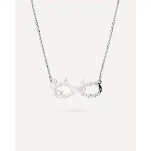 Collar infinito personalizado con 4 nombres en plata de ley