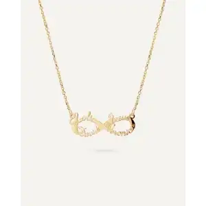 Collar infinito personalizado con 4 nombres en plata de ley - Baño en oro amarillo