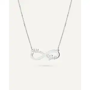Collar infinito personalizado con 2 nombres en plata de ley
