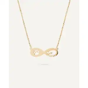 Collar infinito con huella de mascota en plata de ley - Baño en oro amarillo