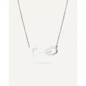 Collar infinito con huella de mascota en plata de ley