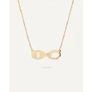 Collar infinito personalizado con niña en plata de ley - Baño en oro amarillo