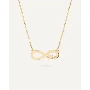Collar infinito personalizado con 1 nombre en plata de ley - Baño en oro amarillo