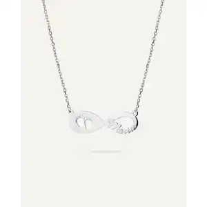 Collar infinito personalizado con pies de bebé en plata de ley