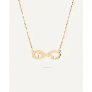 Collar infinito personalizado con pies de bebé en plata de ley - Baño en oro amarillo